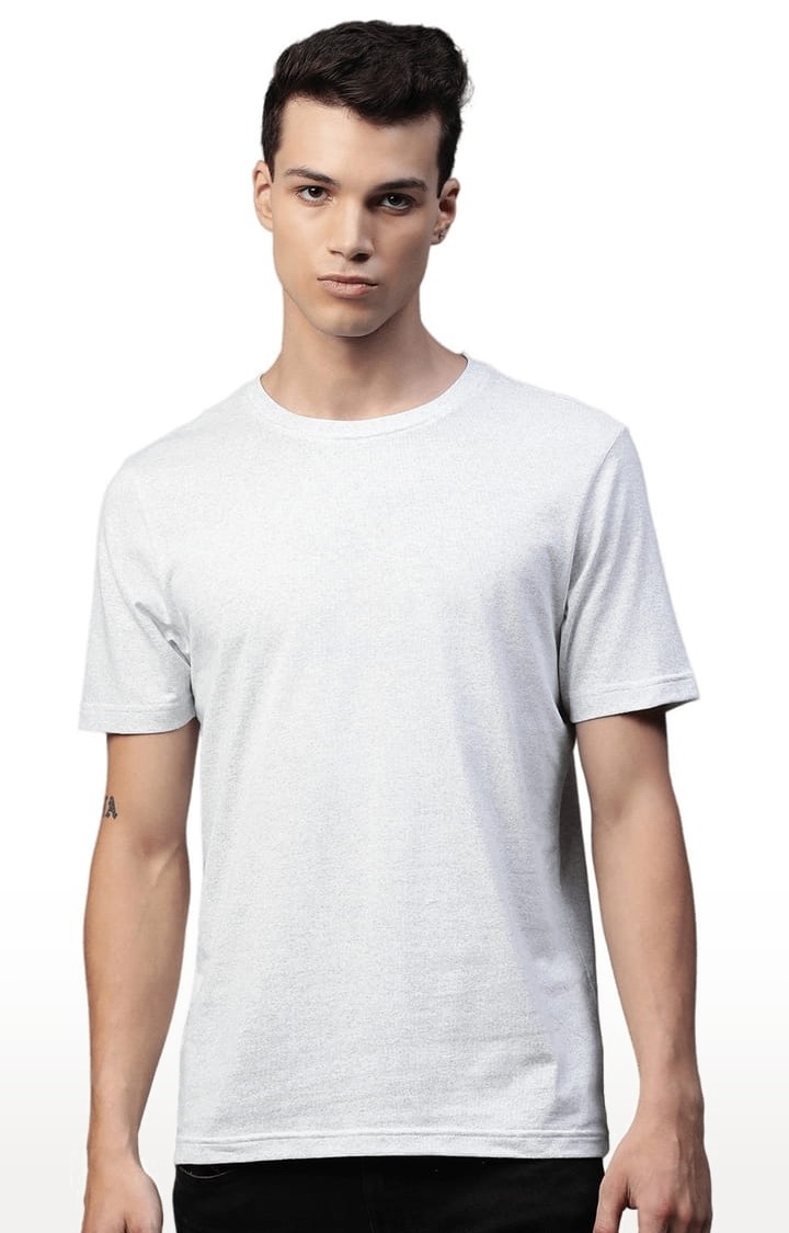 Men's White Solid Regular T-Shirt