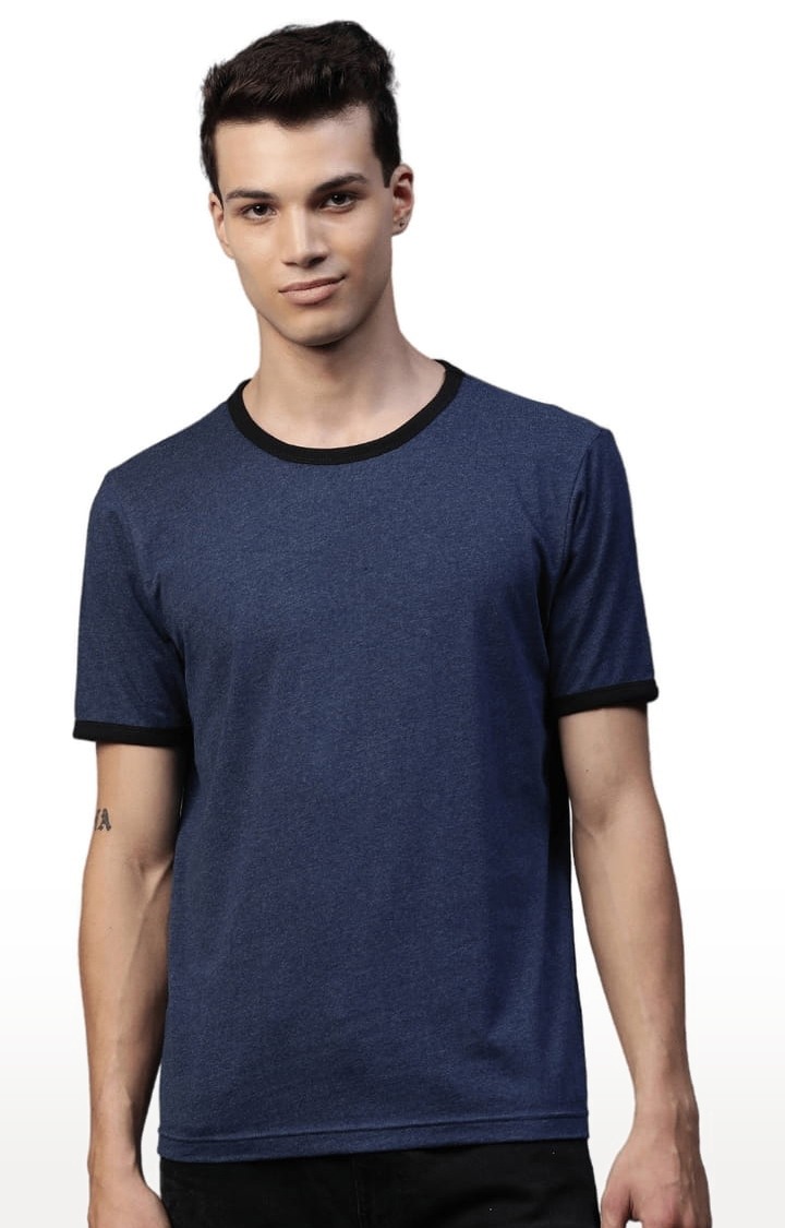 Men's Blue Solid Regular T-Shirt