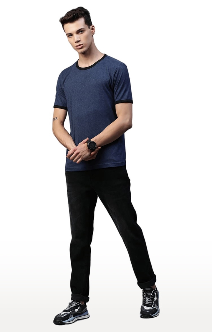Men's Blue Solid Regular T-Shirt