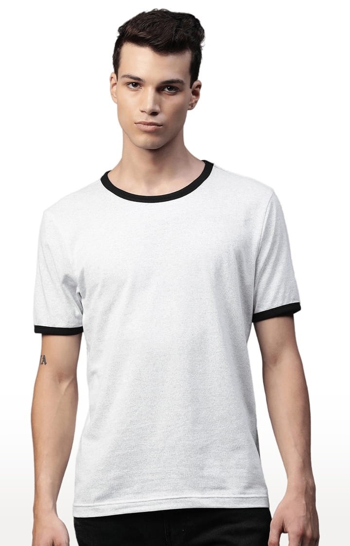 Men's White Solid Regular T-Shirt