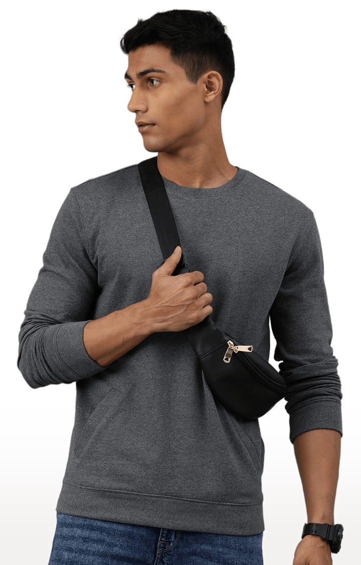 Men's Grey Solid Sweatshirts