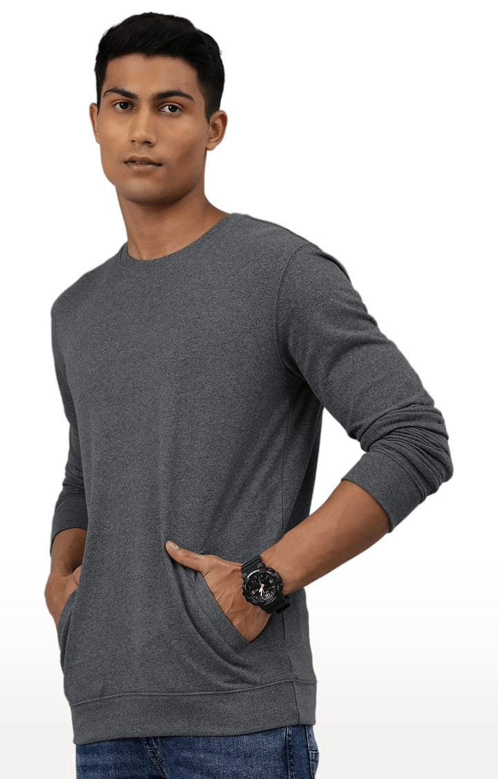 Men's Grey Solid Sweatshirts