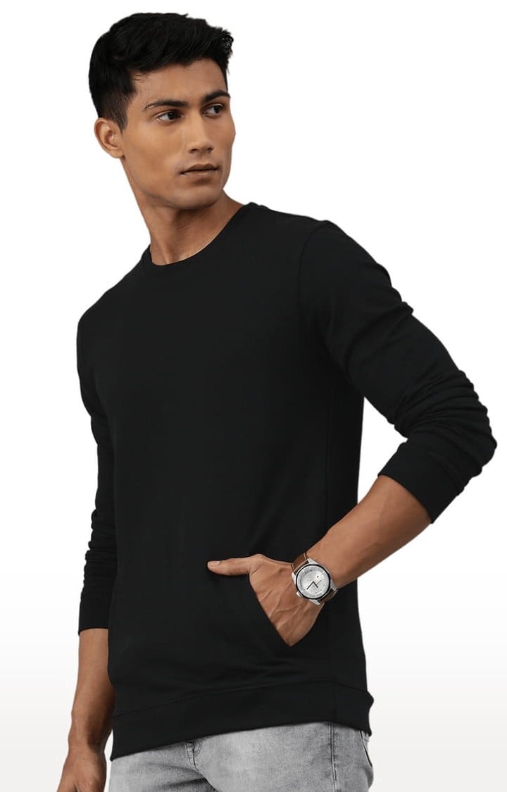 Men's Black Solid Sweatshirts