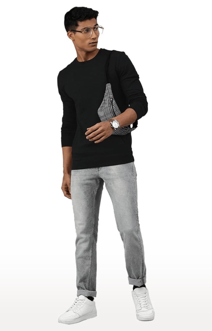 Men's Black Solid Sweatshirts