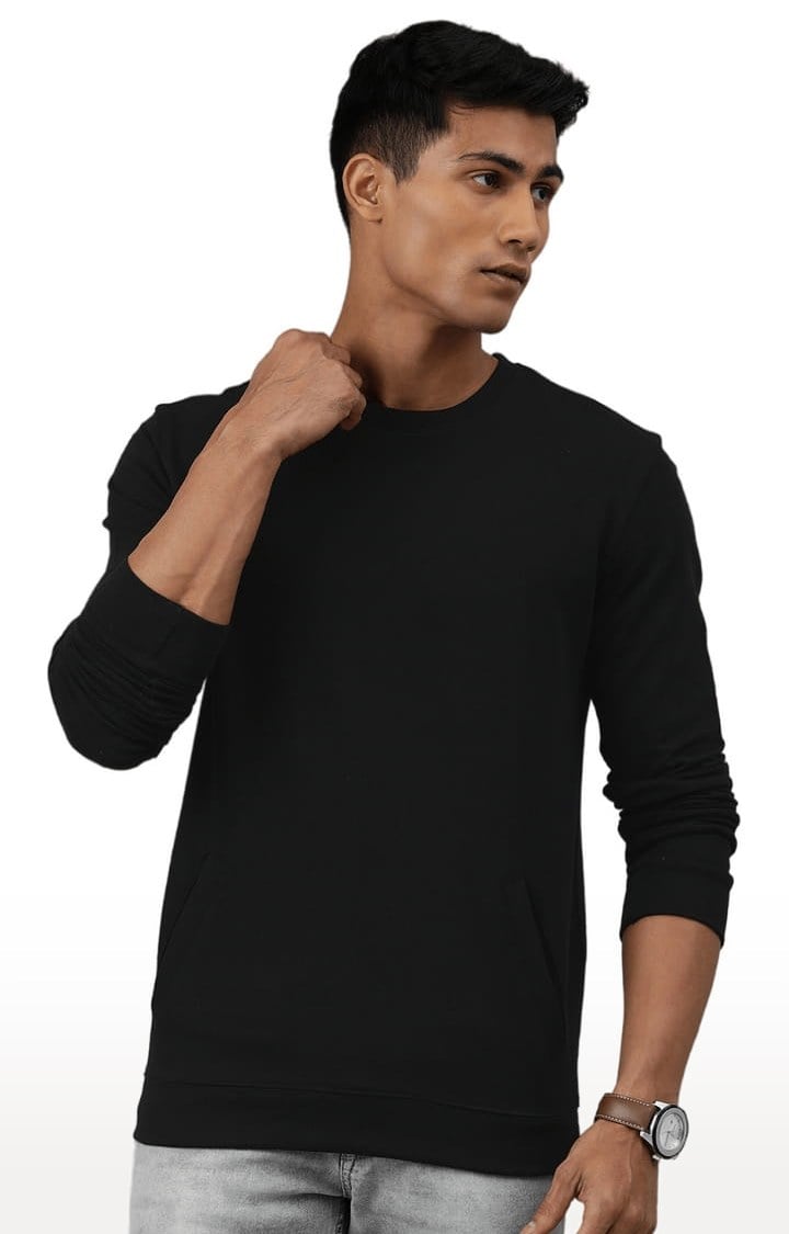 Men's Black Solid Sweatshirts