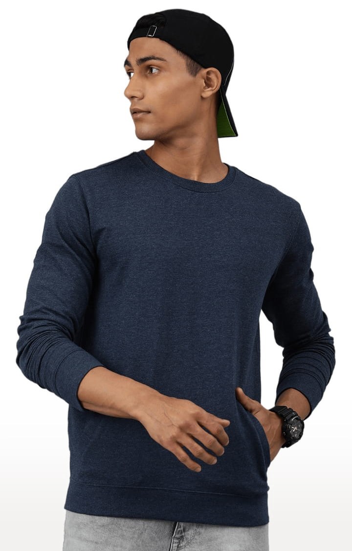 Men's Blue Solid Sweatshirts