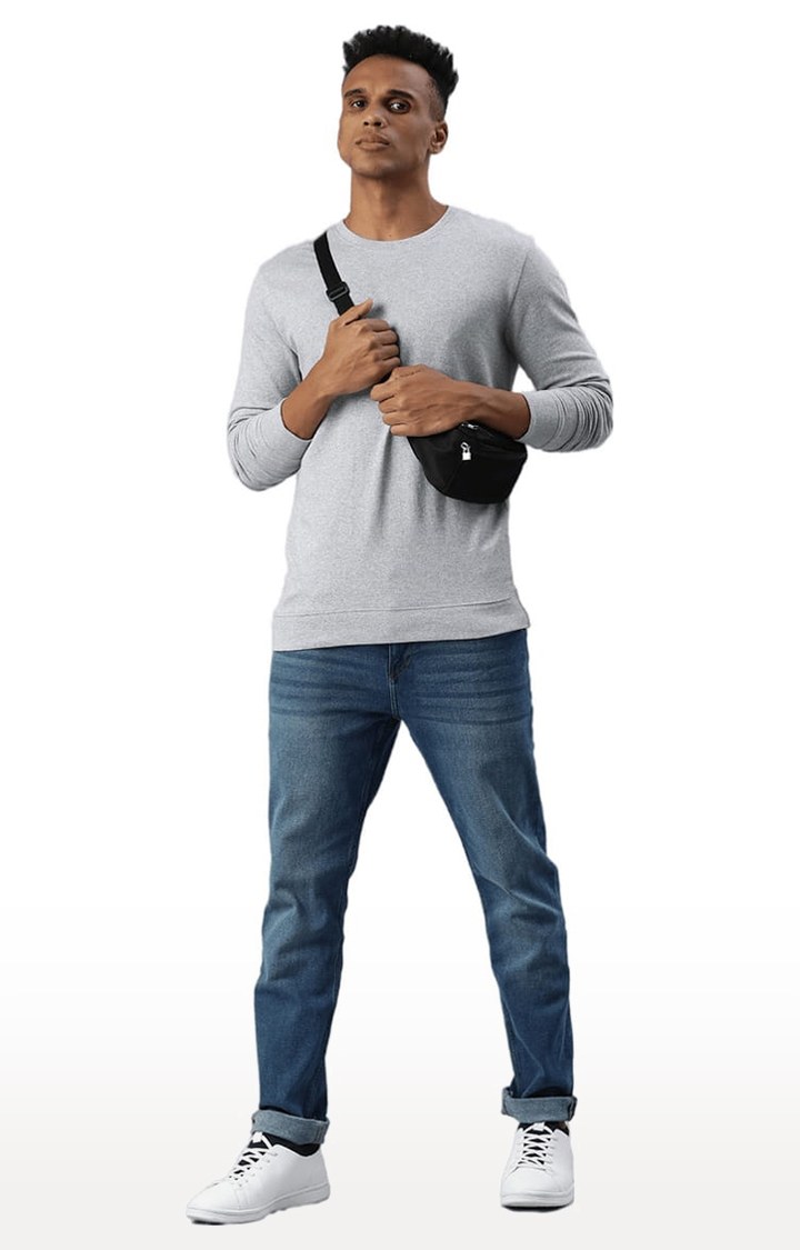 Men's Grey Solid Sweatshirts