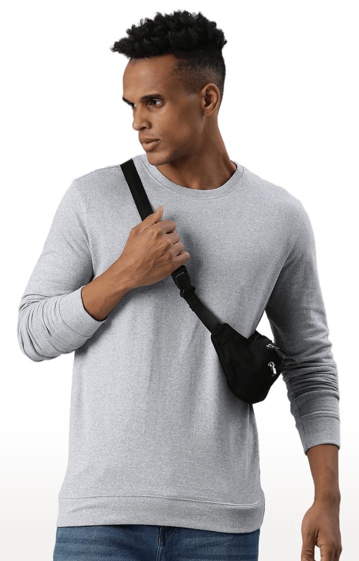 Men's Grey Solid Sweatshirts