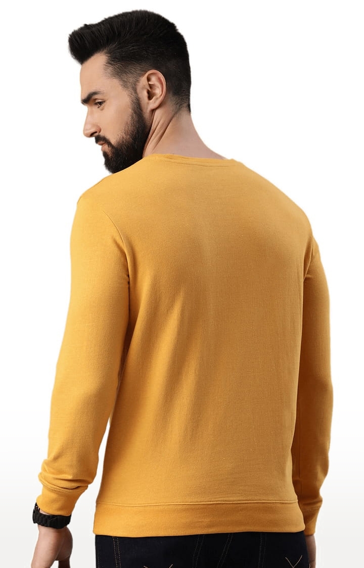HUETRAP | Men's Yellow Cotton Blend Solid Sweatshirt 3