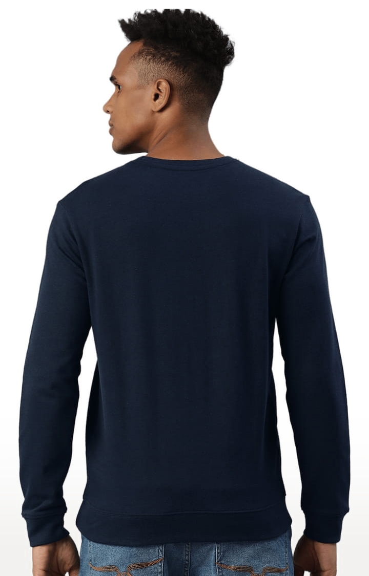 HUETRAP | Men's Blue Cotton Blend Solid Sweatshirt 3