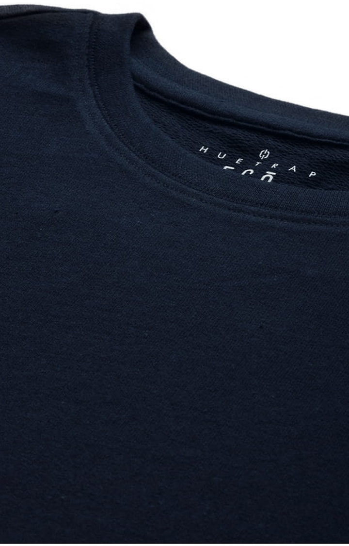 HUETRAP | Men's Blue Cotton Blend Solid Sweatshirt 4
