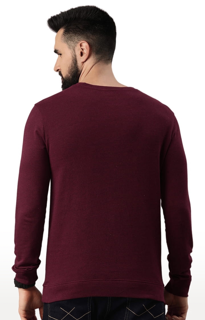 HUETRAP | Men's Maroon Cotton Blend Solid Sweatshirt 2