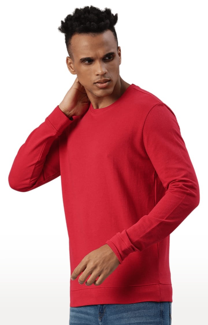 Men's Red Solid Sweatshirts