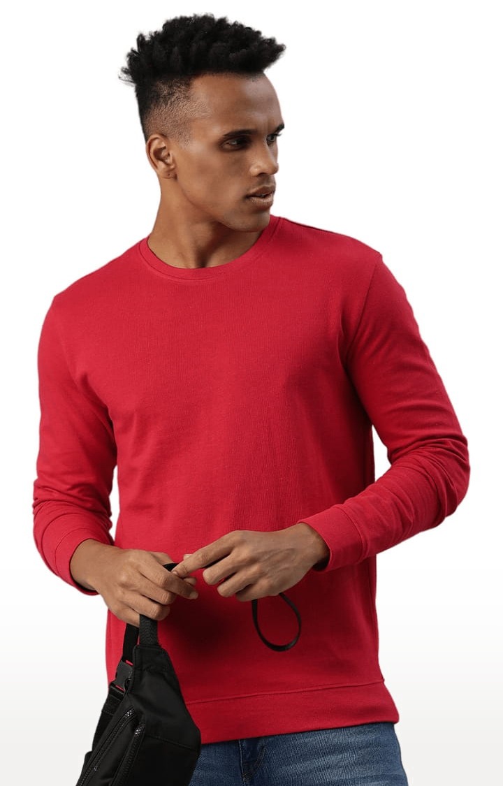 Men's Red Solid Sweatshirts