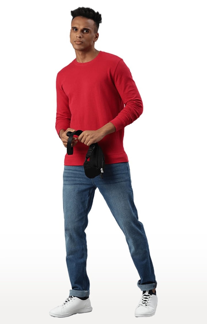 Men's Red Solid Sweatshirts