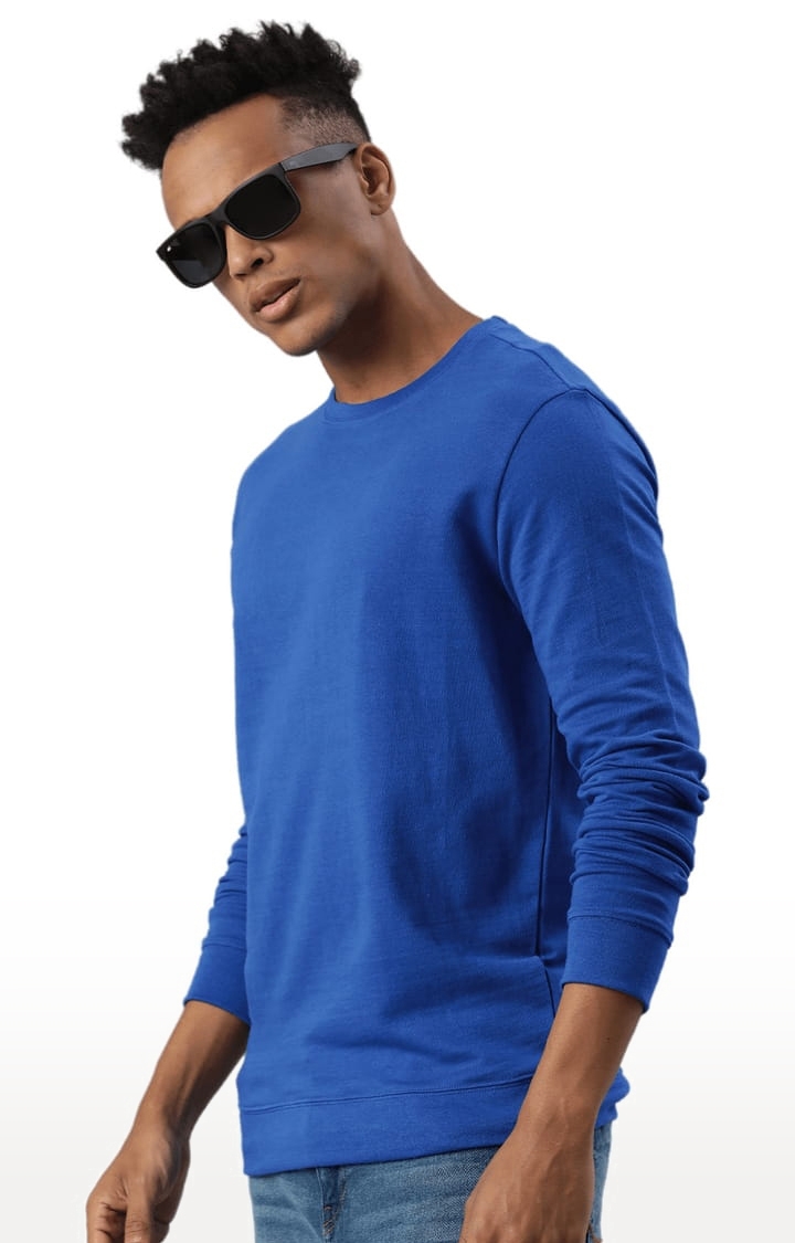 HUETRAP | Men's Blue Cotton Blend Solid Sweatshirt 2