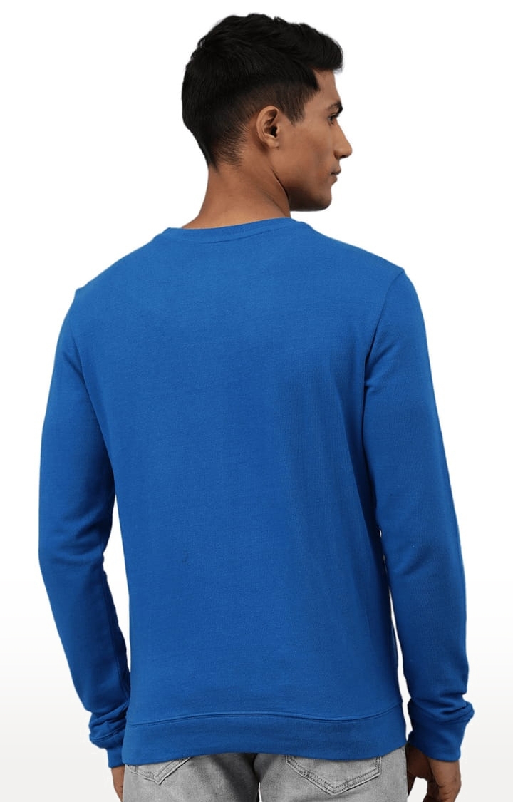 HUETRAP | Men's Blue Cotton Solid Sweatshirt 3