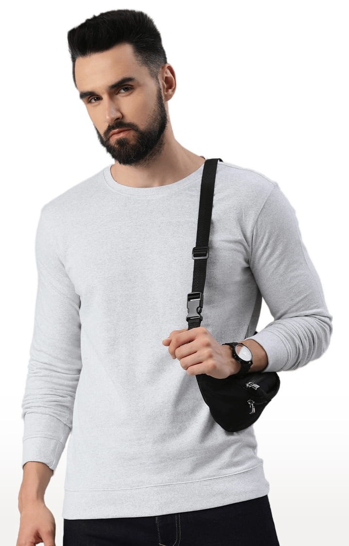 Men's Grey Solid Sweatshirts