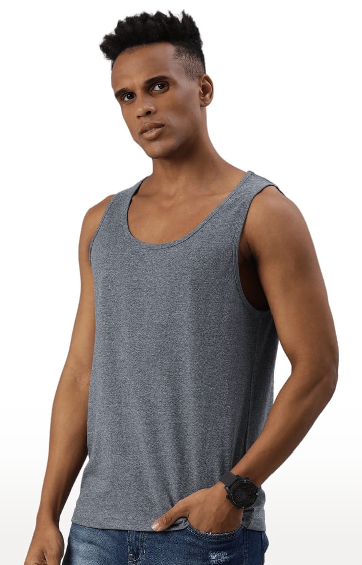 HUETRAP | Men's Grey Cotton Solid Vest 1