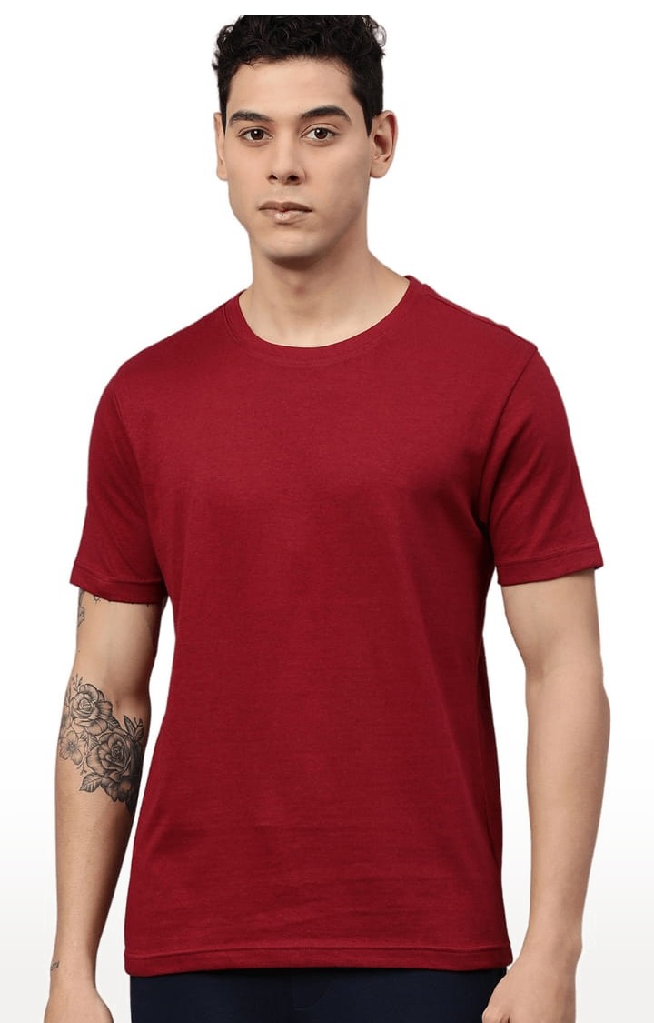 Men's Red Solid Regular T-Shirt