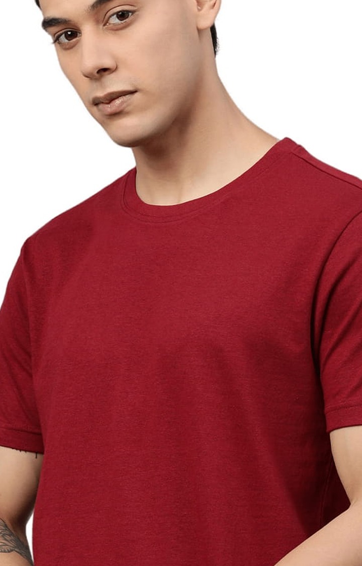 Men's Red Solid Regular T-Shirt