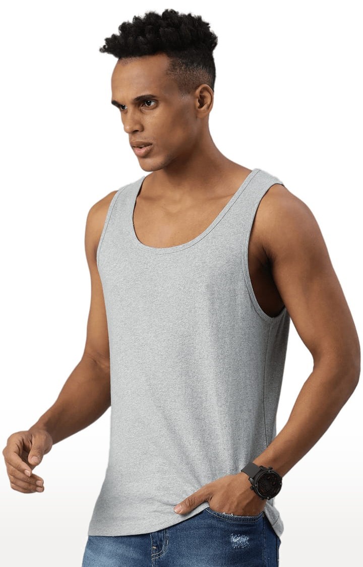 Men's Grey Cotton Solid Vest