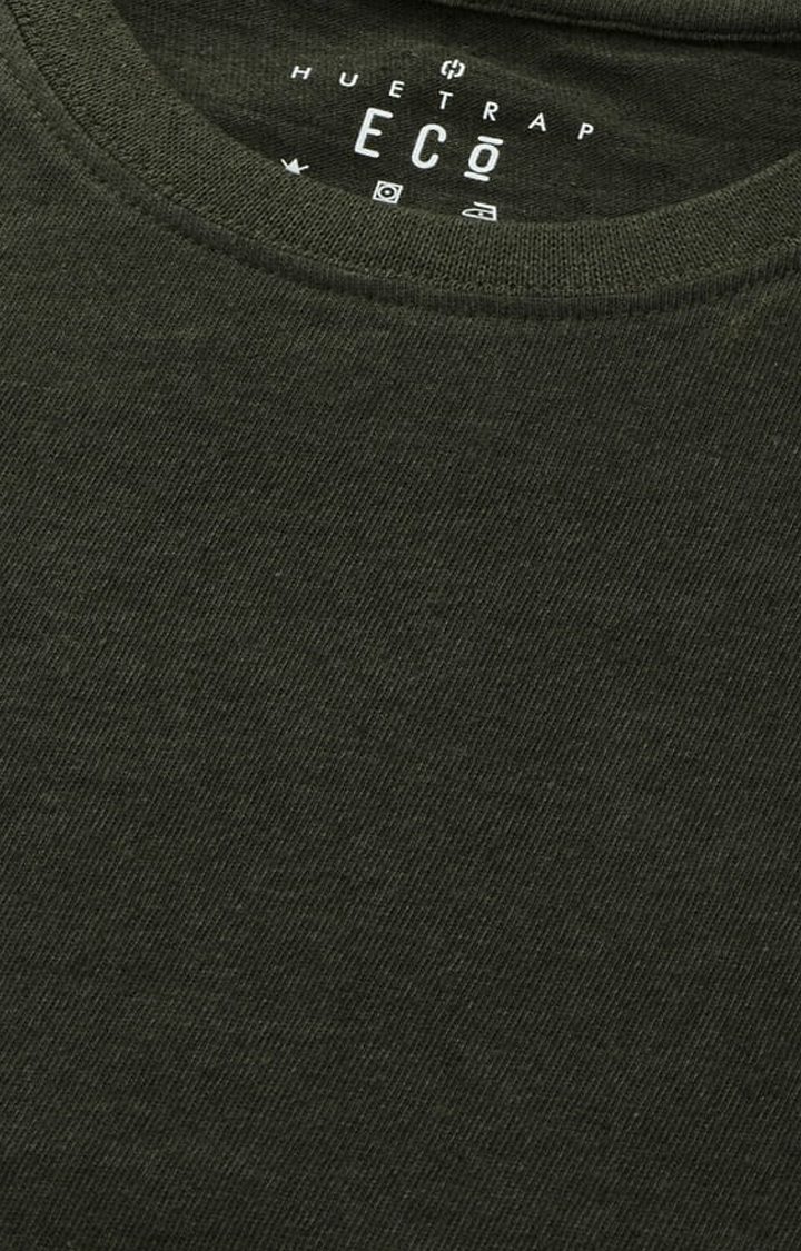 Men's Olive Green Solid Regular T-Shirt