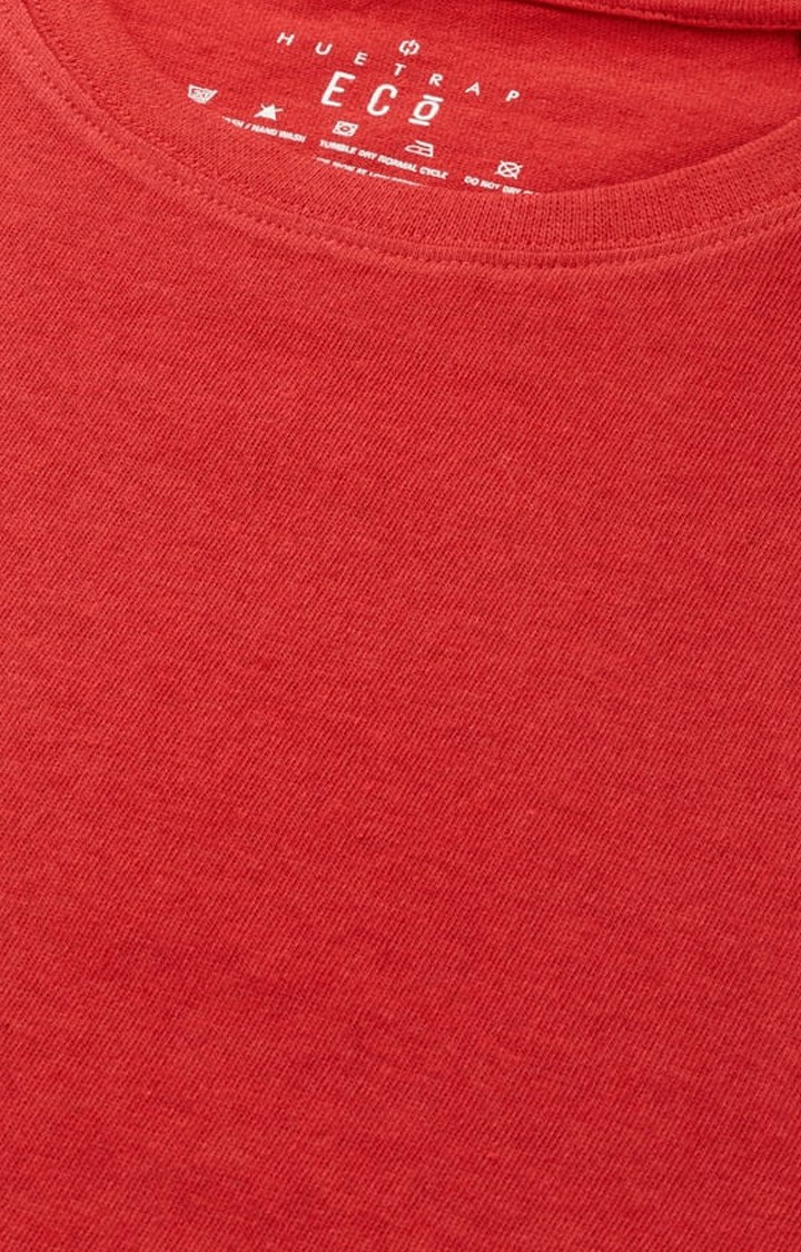 Men's Red Solid Regular T-Shirt