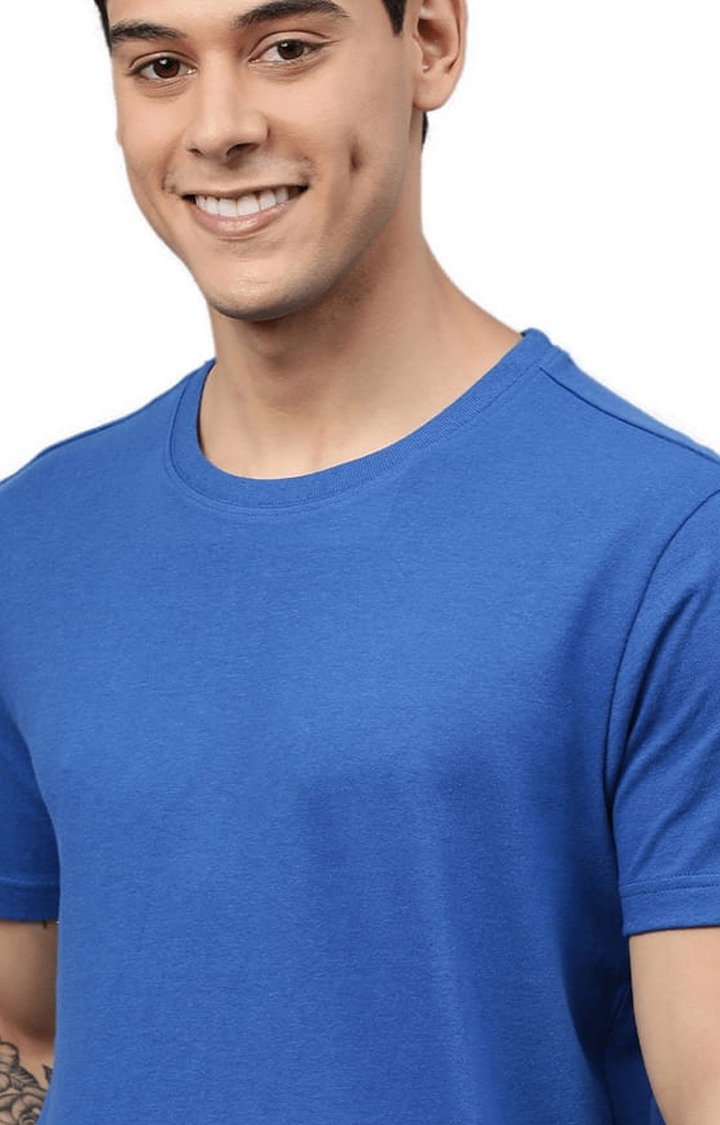 Men's Blue Solid Regular T-Shirt
