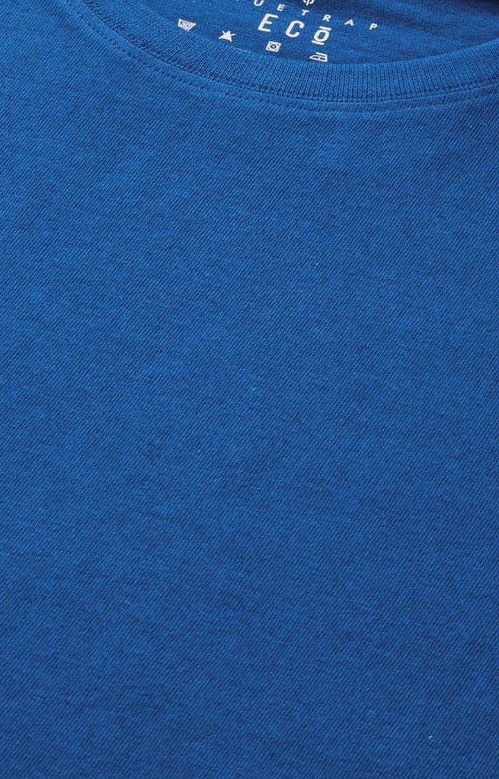 Men's Blue Solid Regular T-Shirt