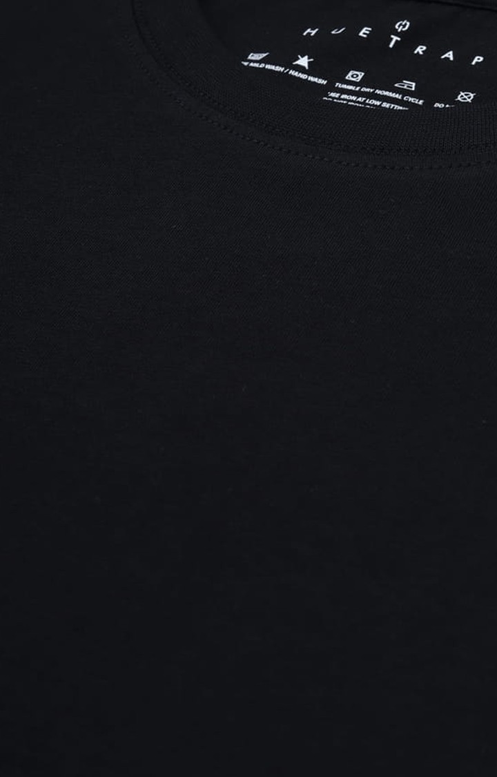 Men's Black Solid Regular T-Shirt