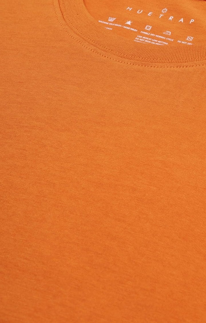 Men's Orange Solid Regular T-Shirt