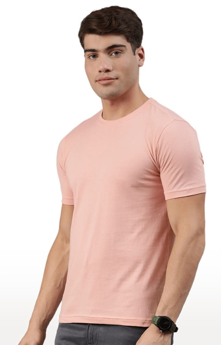 Men's Pink Solid Regular T-Shirt