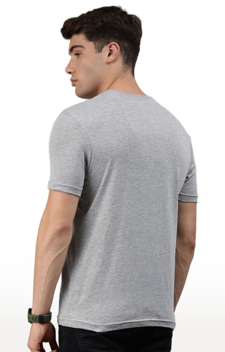 Men's Grey Solid Regular T-Shirt