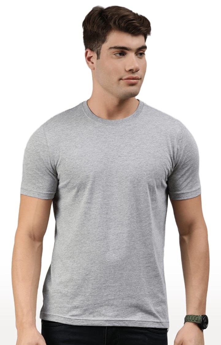 Men's Grey Solid Regular T-Shirt