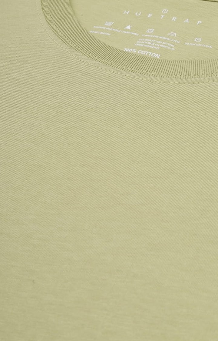 Men's Light Olive Solid Regular T-Shirt
