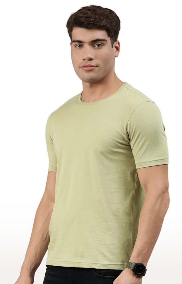 Men's Light Olive Solid Regular T-Shirt