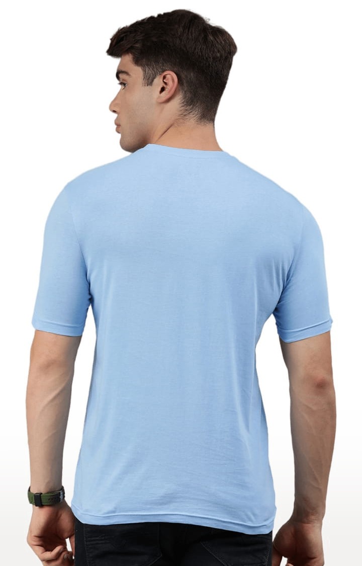 Men's Light Blue Solid Regular T-Shirt