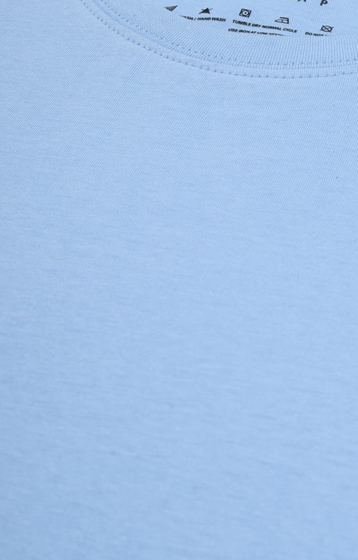 Men's Light Blue Solid Regular T-Shirt