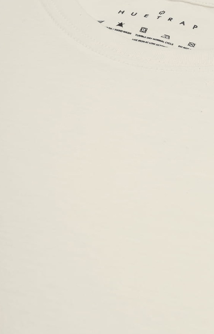 Men's Off White Solid Regular T-Shirt