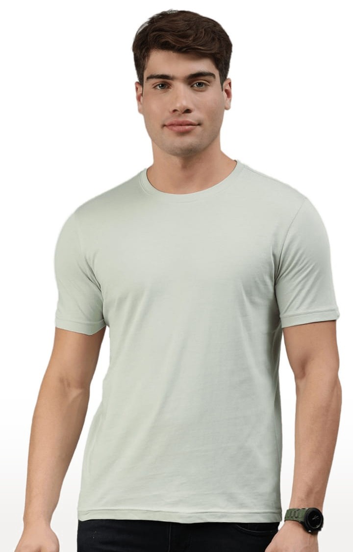Men's Grey Solid Regular T-Shirt