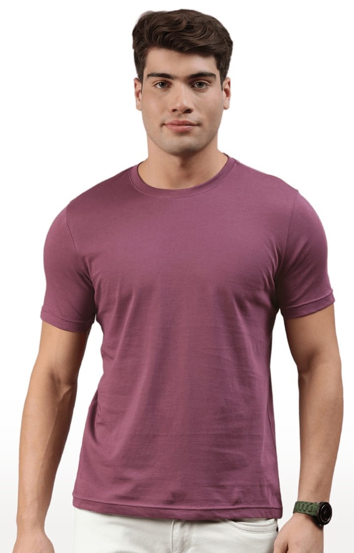 Men's Pink Solid Regular T-Shirt