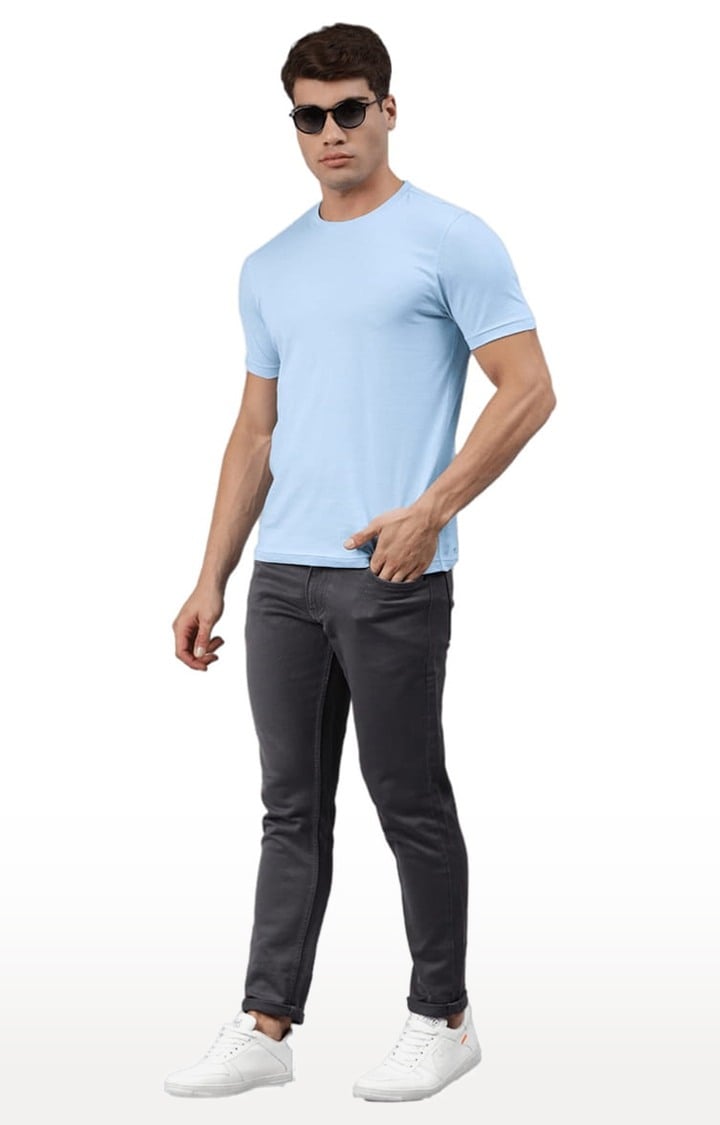 Men's Blue Solid Regular T-Shirt