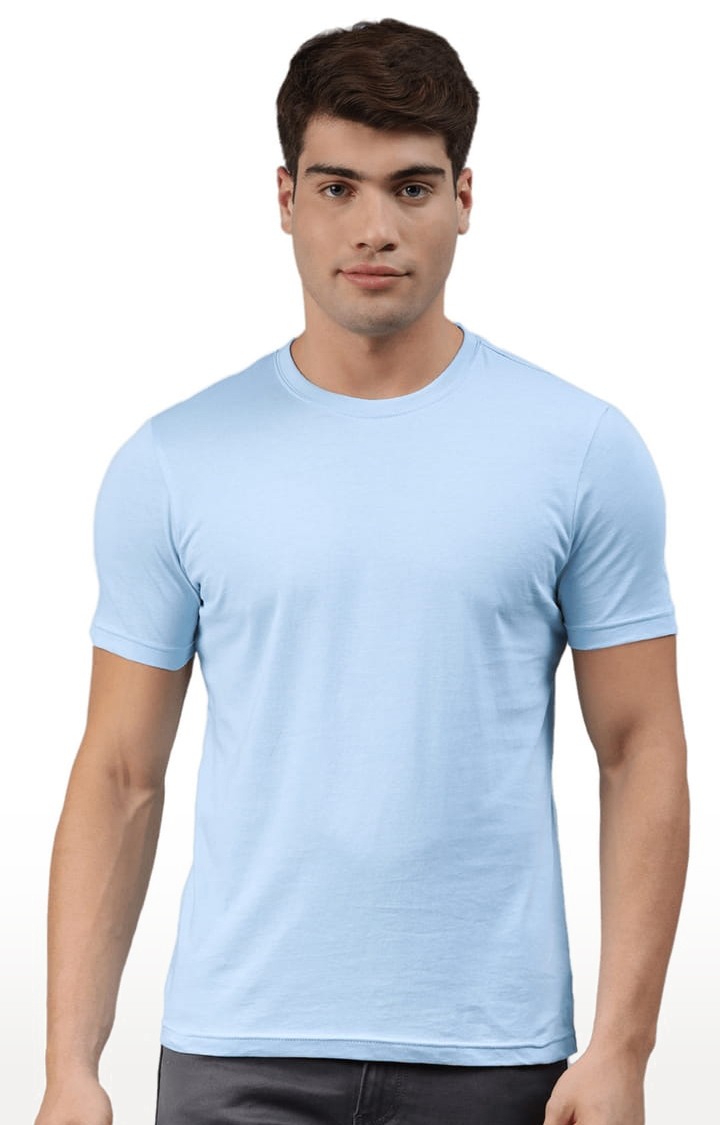 HUETRAP | Men's Blue Solid Regular T-Shirt