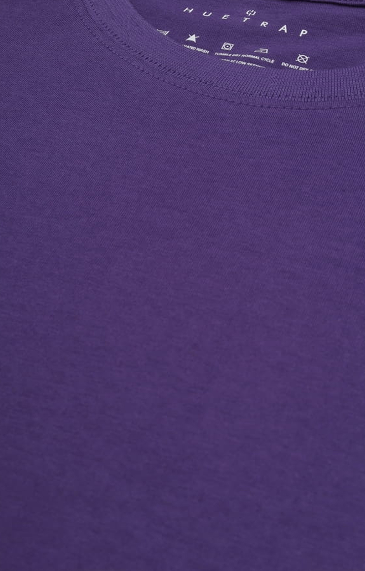 Men's Purple Solid Regular T-Shirt