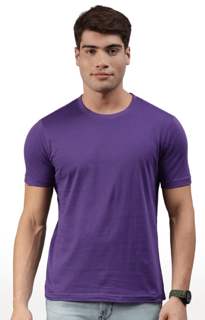 Men's Purple Solid Regular T-Shirt