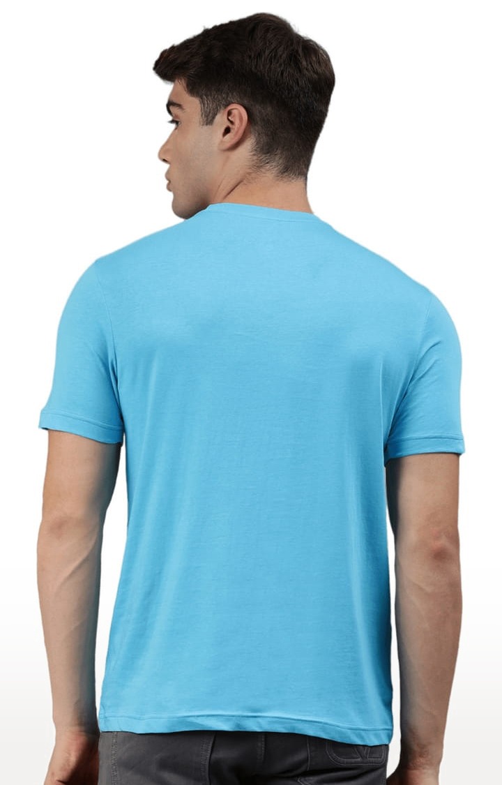 Men's Blue Solid Regular T-Shirt