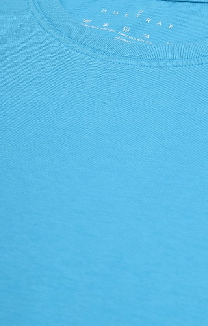 Men's Blue Solid Regular T-Shirt