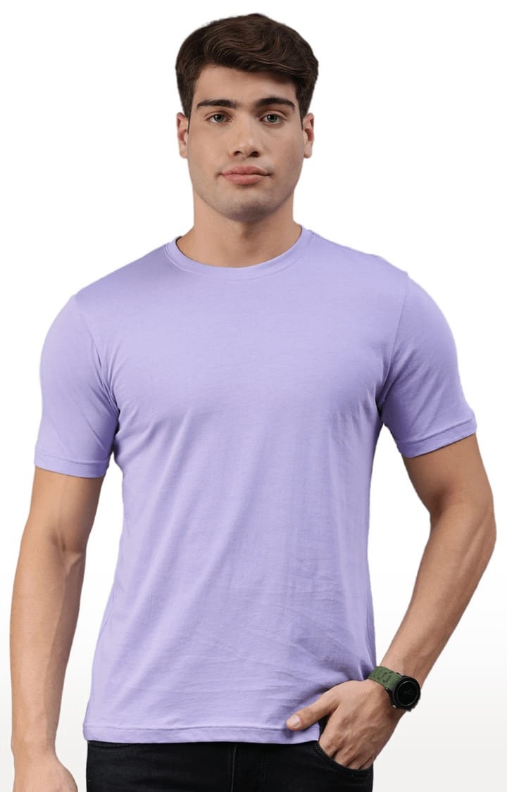 Men's Purple Solid Regular T-Shirt