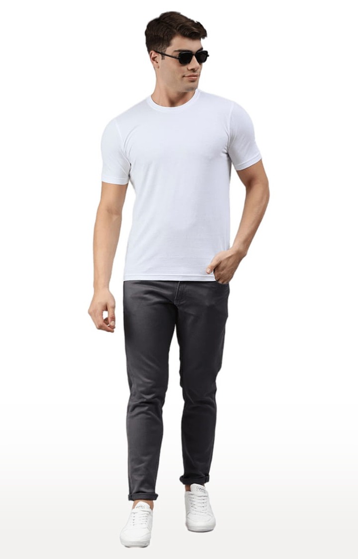 Men's White Solid Regular T-Shirt